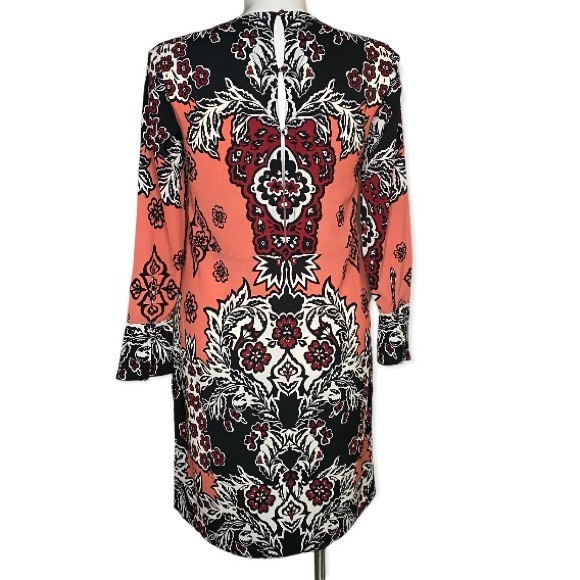 Women's H&M Black/Salmon Size 10 Loose Fit Boho Pattern Dress NWT - Picture 3 of 8